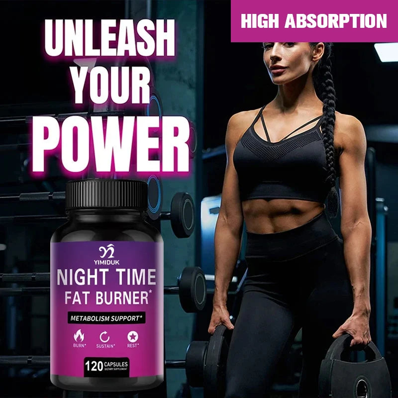 Night Time Fat Burner with Melatonin - Sleep Support & Metabolism Booster