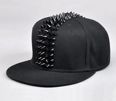 Five Row Rivet Baseball Cap - Hip-Hop Flat Brim Hat for B-Boy Street Dance & Break Dance
