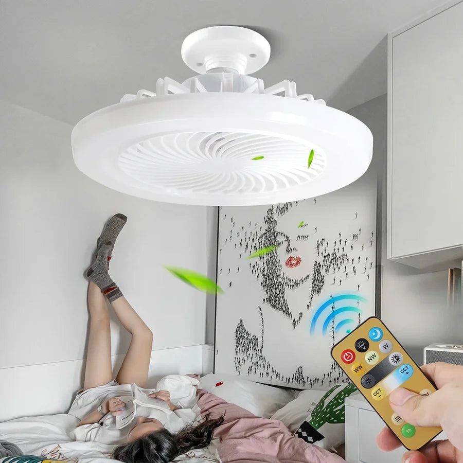 LED Smart 3-in-1 Ceiling Fan Light – Remote Control, 3 Speeds, E27 Socket for Bedroom & Living Room