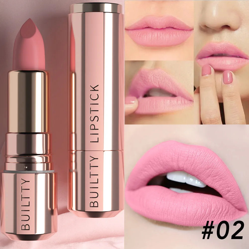 Matte Nude Lipstick - Smooth Velvety Long-Lasting, Non-Transfer Lip Stick