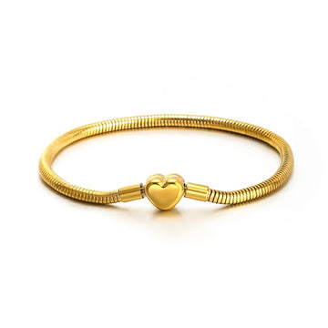 Stainless Steel DIY Bracelet Base with Heart Clasp - 20cm
