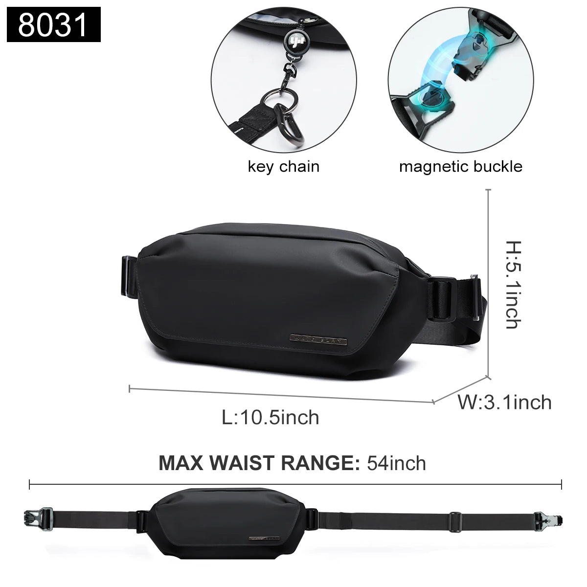 Solid Waterproof Men's Crossbody Bag – Travel & Sports Fanny Pack