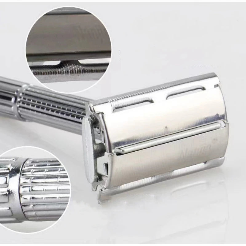 Professional Folding Straight Razor - Stainless Steel Barber Shaver with 10 Blades