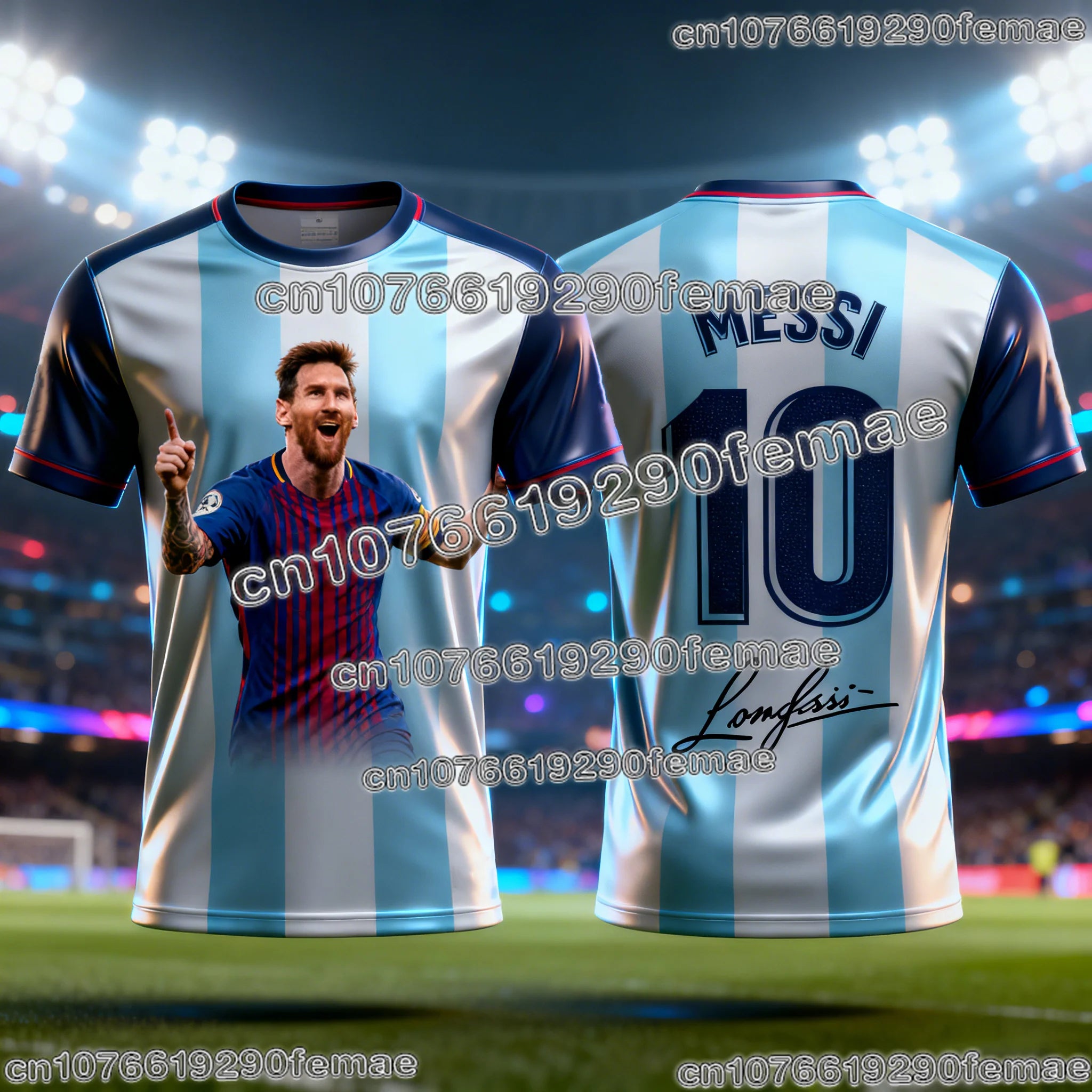 Messi Commemorative Football T-Shirt - Graphic Print Jersey Style