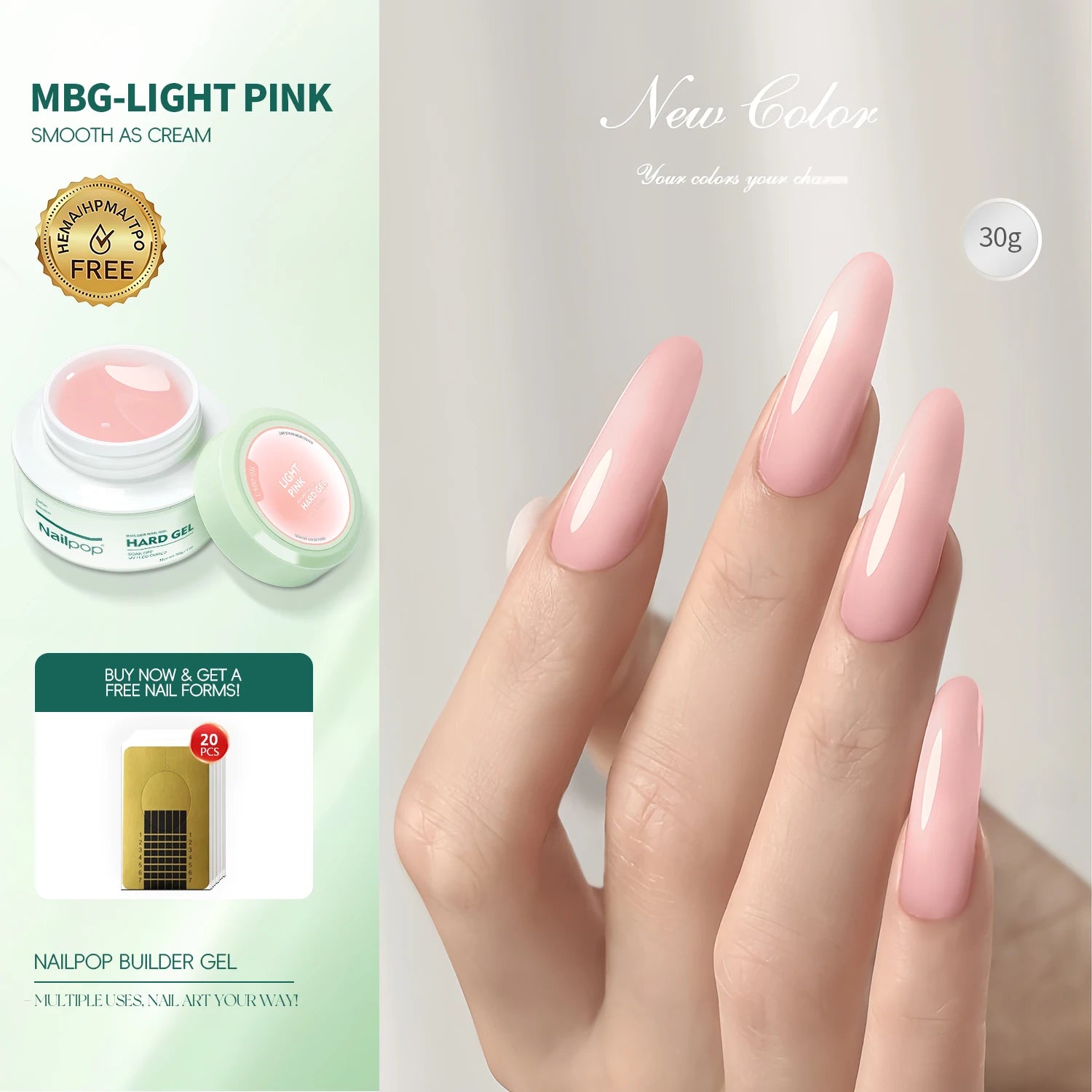 Nailpop HEMA-Free Builder Gel – Milky UV Gel for Nail Extensions & Strengthening