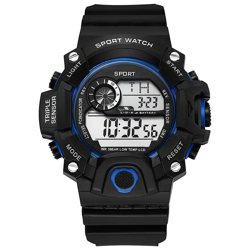 Men's Digital Sports Watch - Large Dial Waterproof Military LED Wristwatch