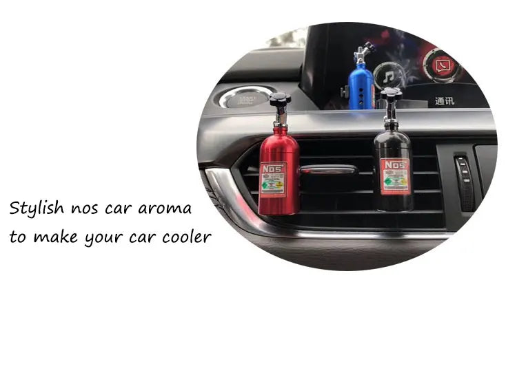 NOS Nitrogen Bottle Car Air Freshener - Lemon Scent Vent Clip Aromatherapy Auto Perfume