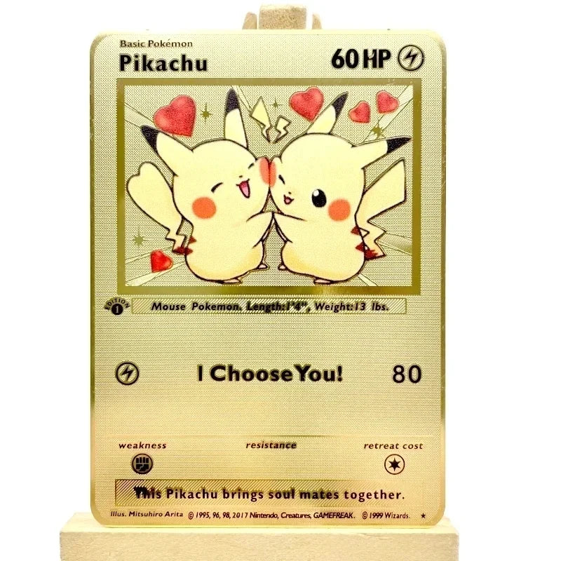 Spanish Pokemon Gold Metal Cards – Mewtwo, Pikachu GX & Charizard VMAX Set