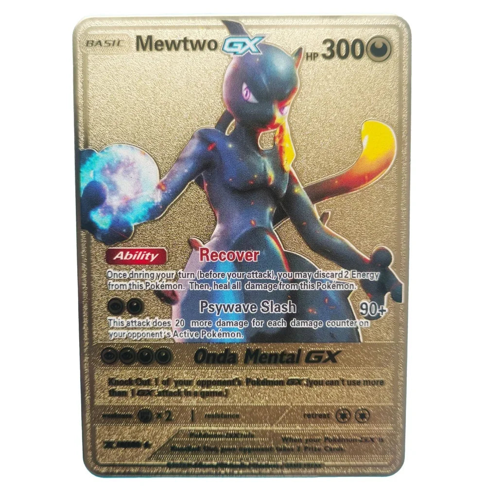 Pokemon Gold Metal Cards – 20 Styles Mewtwo, Pikachu GX & Charizard VMAX Set