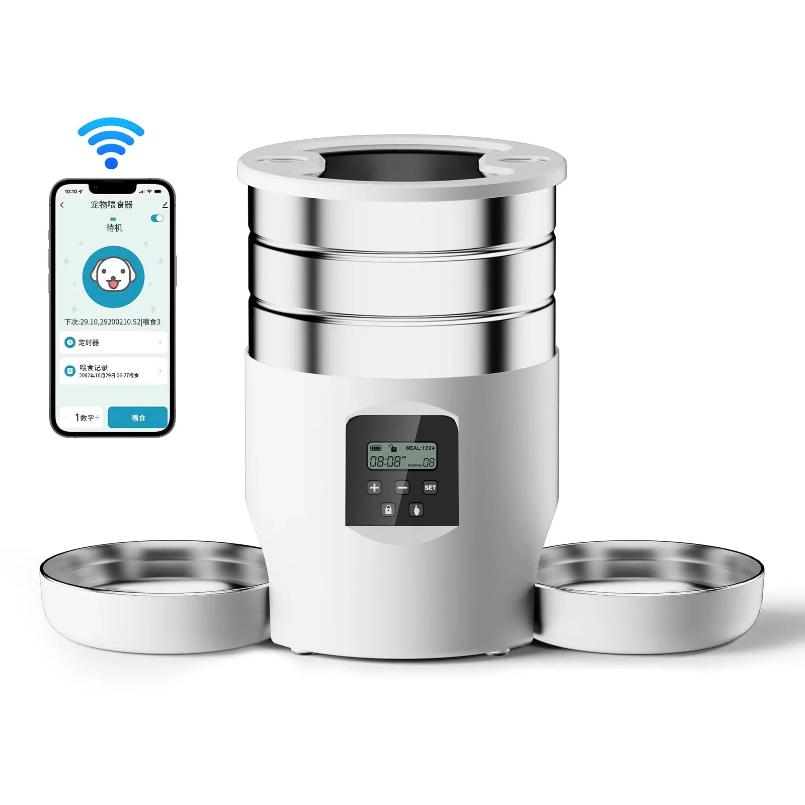 4.5L Smart Automatic Cat Feeder with WiFi & Stainless Bowls