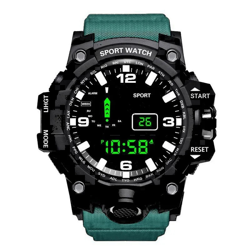 Men's Digital Sports Watch - Large Dial Waterproof Military LED Wristwatch