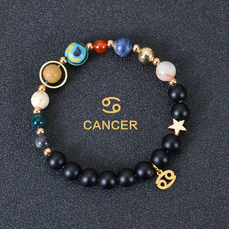 Zodiac Crystal Stone Bracelet for Women - 12 Constellation Charm Birthday Gift