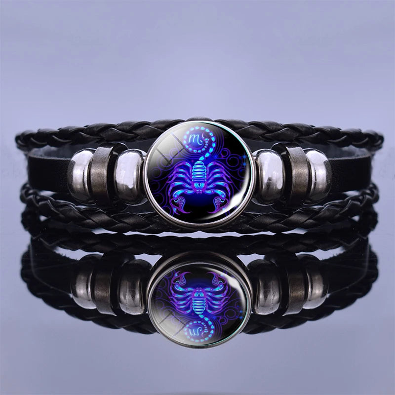 Zodiac Constellation Charm Bracelet - Multilayer Leather Bracelet for Men & Women