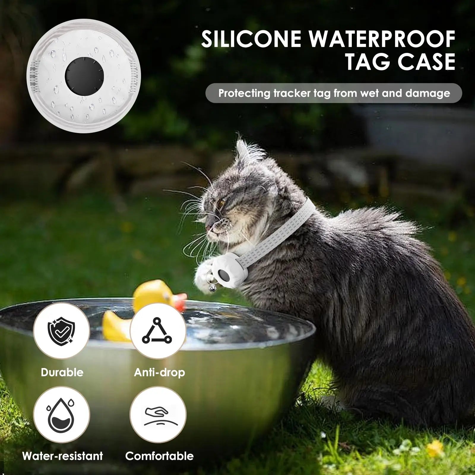 GPS Tracker for Cats – Waterproof Pet Tracker Collar with Elastic Buckle (iOS Only)