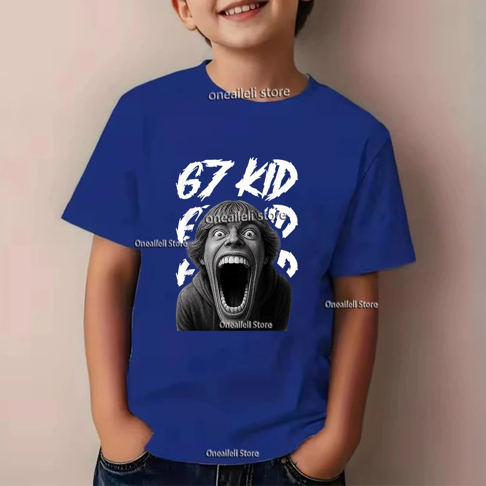 Camiseta infantil de algodão para o verão, com estampa divertida.