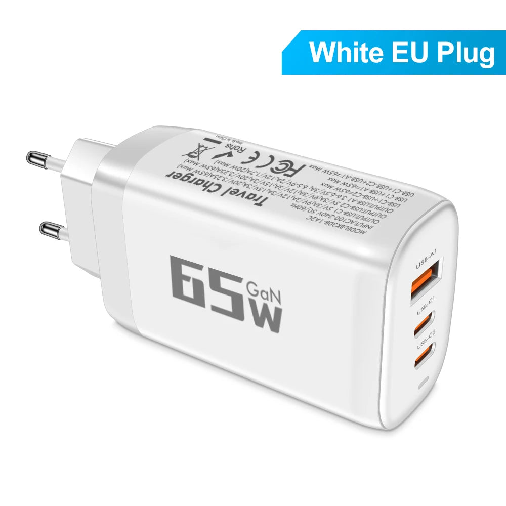 85W GaN USB-C Charger QC3.0 PPS PD Fast Charge for iPhone & Laptop