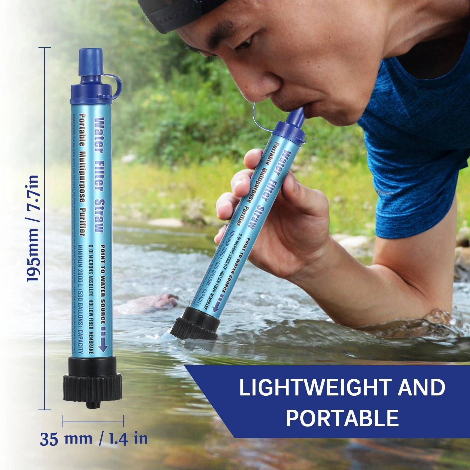 Portable Water Filter Straw - Emergency Survival Filtration System for Camping & Hiking