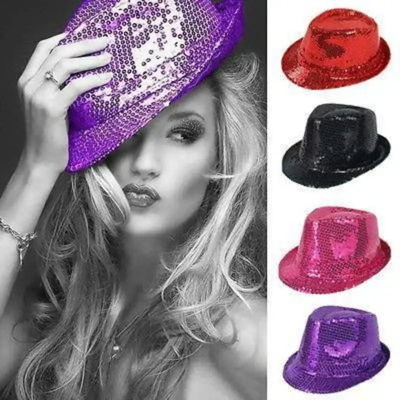 Kids Reflective Top Hat - Glitter Hip-Hop Jazz Dance Performance Hat for Stage & Parties