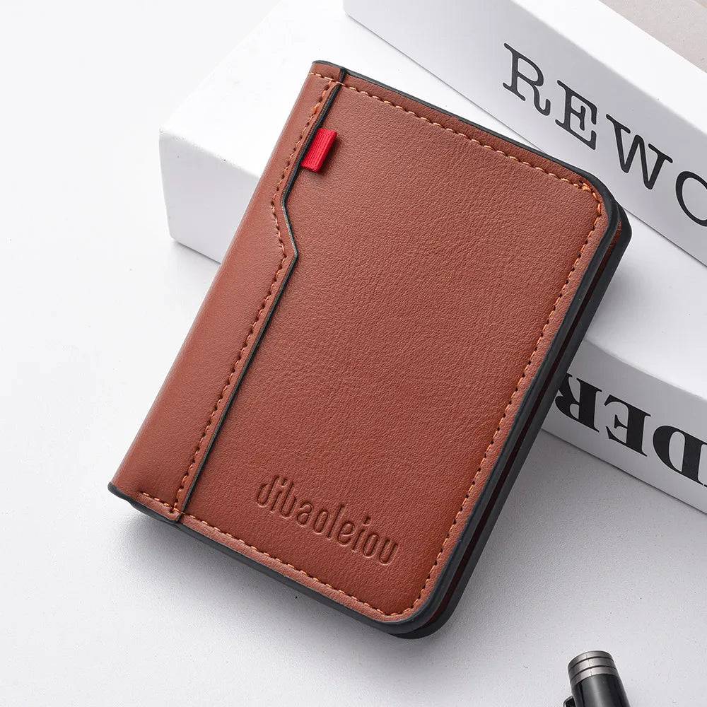 Men's Slim Leather Credit Card Wallet - Ultra-Thin Minimalist Card Holder