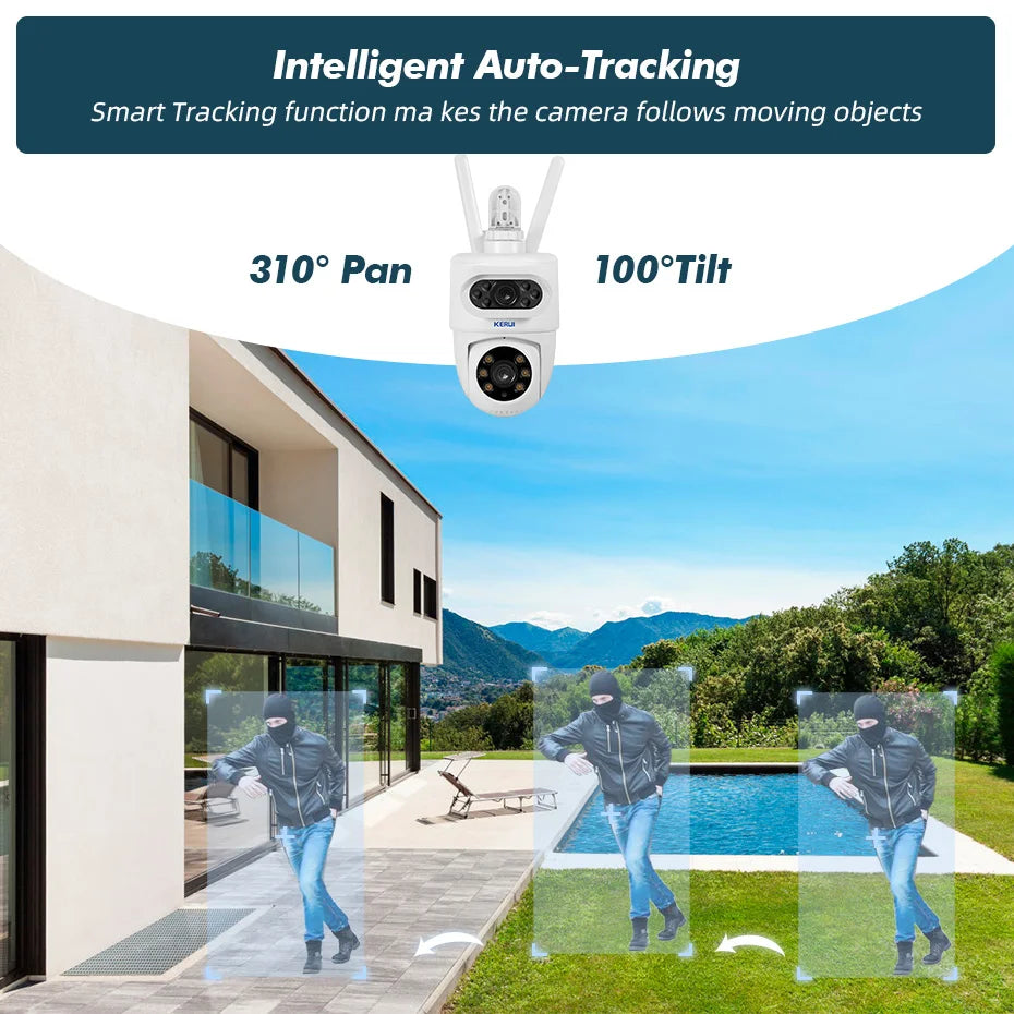Dual Lens Outdoor WiFi Security Camera – Human Detection