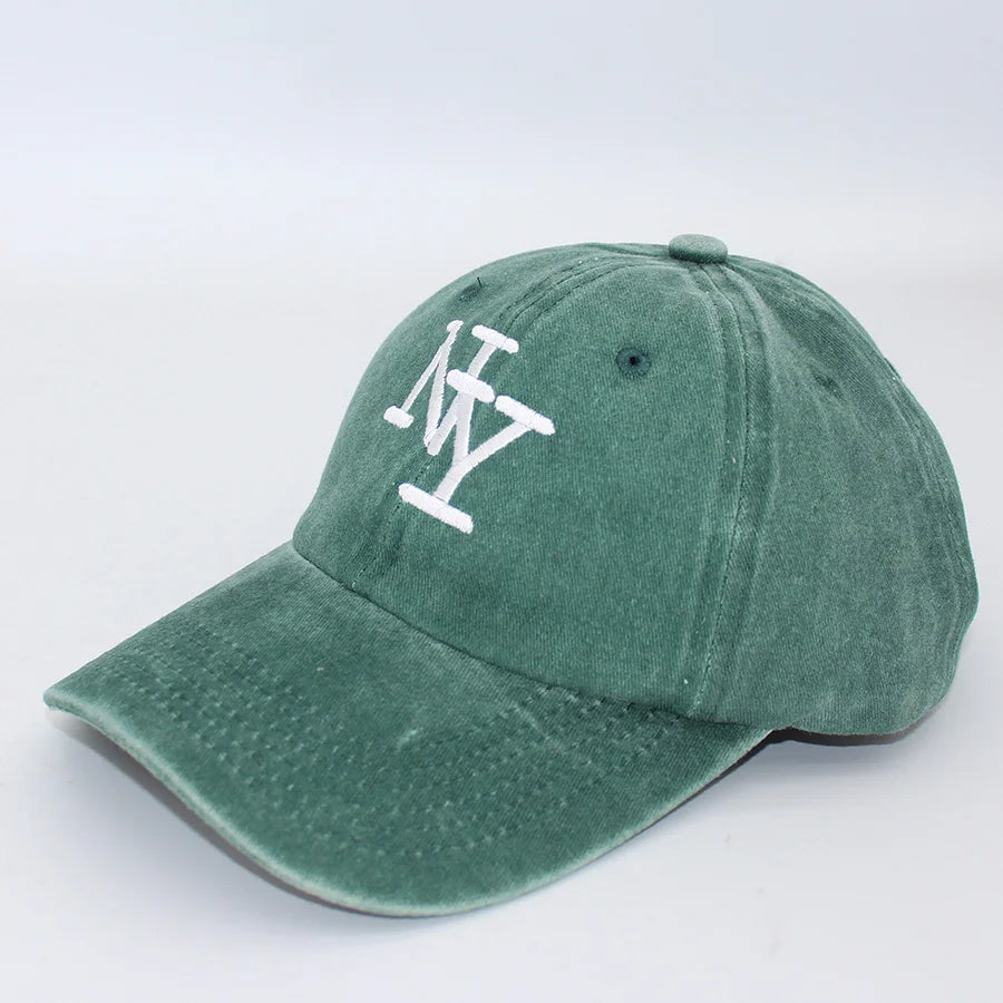 NY Embroidered Vintage Baseball Cap - Water Washed Sunscreen Hat for Sports & Fishing