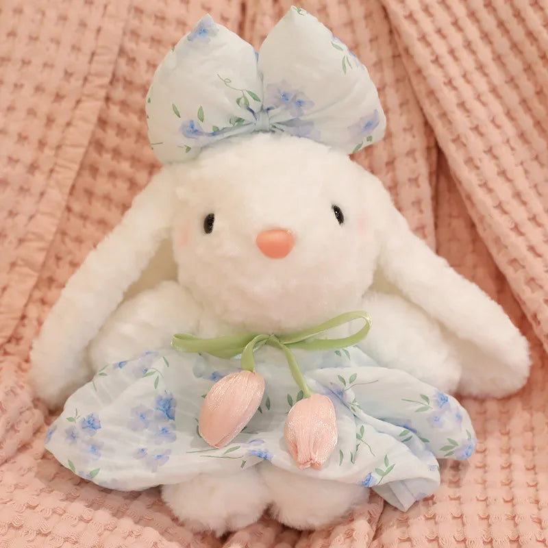 Lovely Rabbit Plush Toy Colorful Soft Cute Chiffon Bunny Dress Doll Appease Sleep Doll Birthday Gift