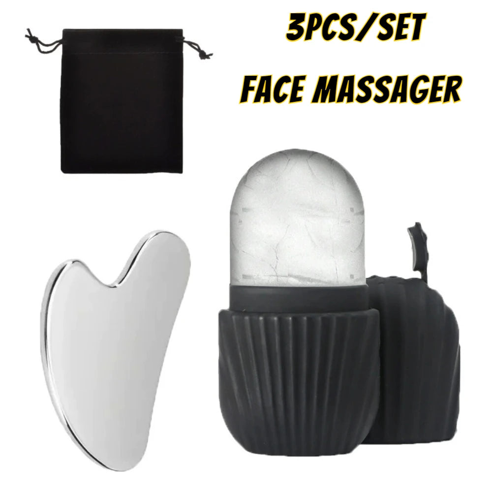 Stainless Steel Ice Facial Roller Massage Tool Set