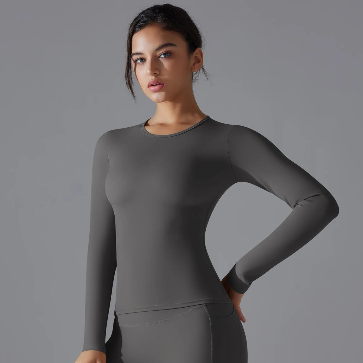Women's Long Sleeve Yoga Shirt - Dry-Fit Workout Top for Gym, Running & Fitness