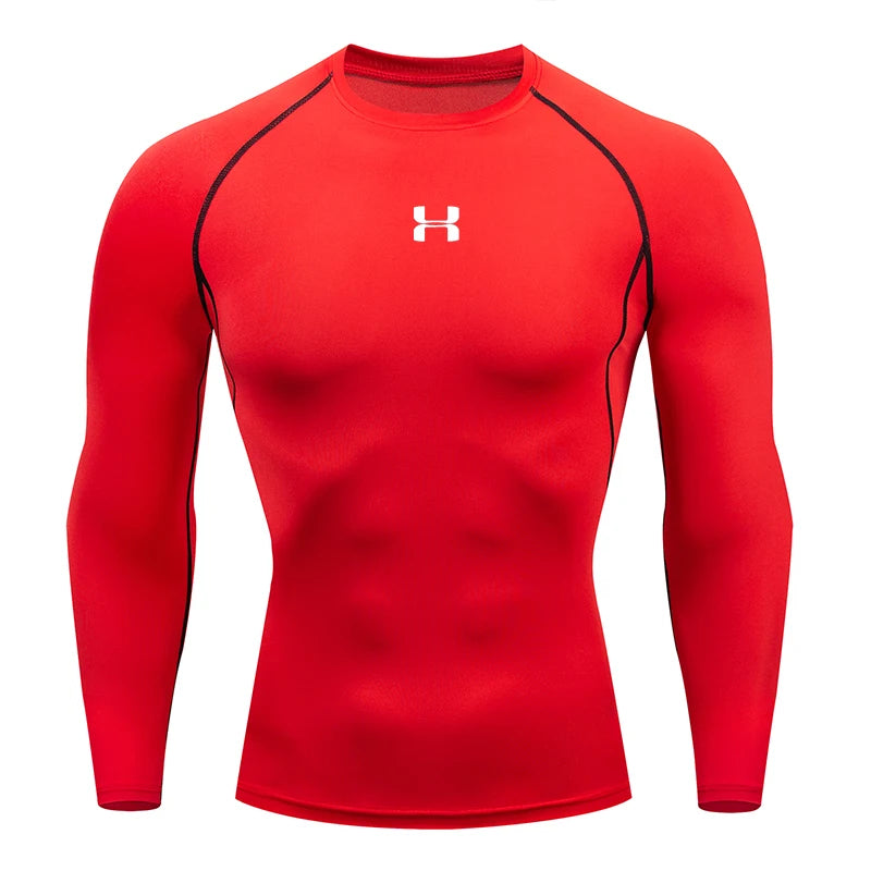 Men's Compression Long Sleeve Athletic Shirt - Running & Gym Performance Top