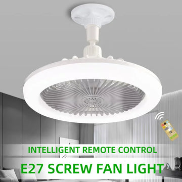 3-in-1 Rotatable Ceiling Fan with Remote Control - E27 LED Light Converter Base for Bedroom & Living Room