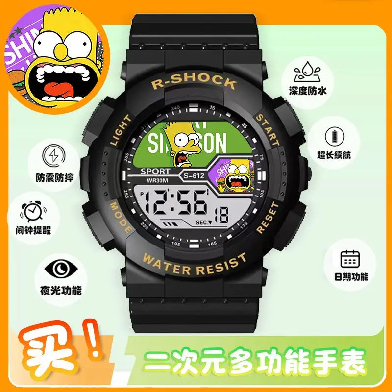 The Simpsons Anime Waterproof Watch – Sports Chronograph Electronic Watch for Boys & Girls