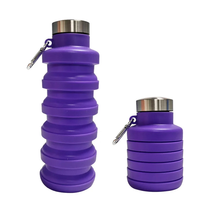 Collapsible Silicone Water Bottle - BPA Free Foldable 600ml Hiking Cup for Outdoor Adventures