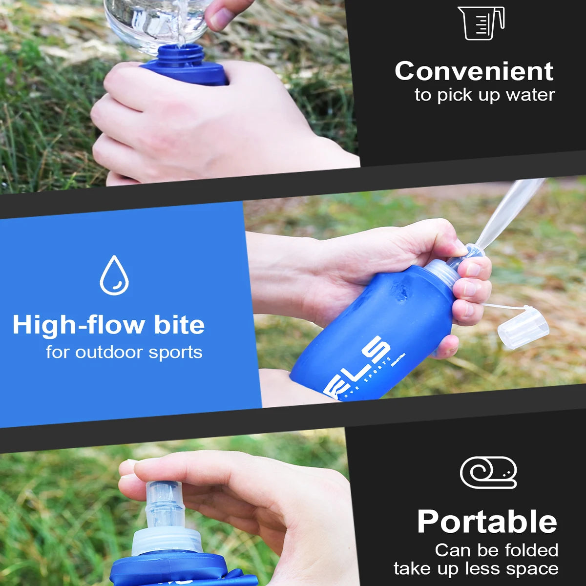 150ml Collapsible Sports Water Bottle - BPA Free Soft Flask for Running & Cycling