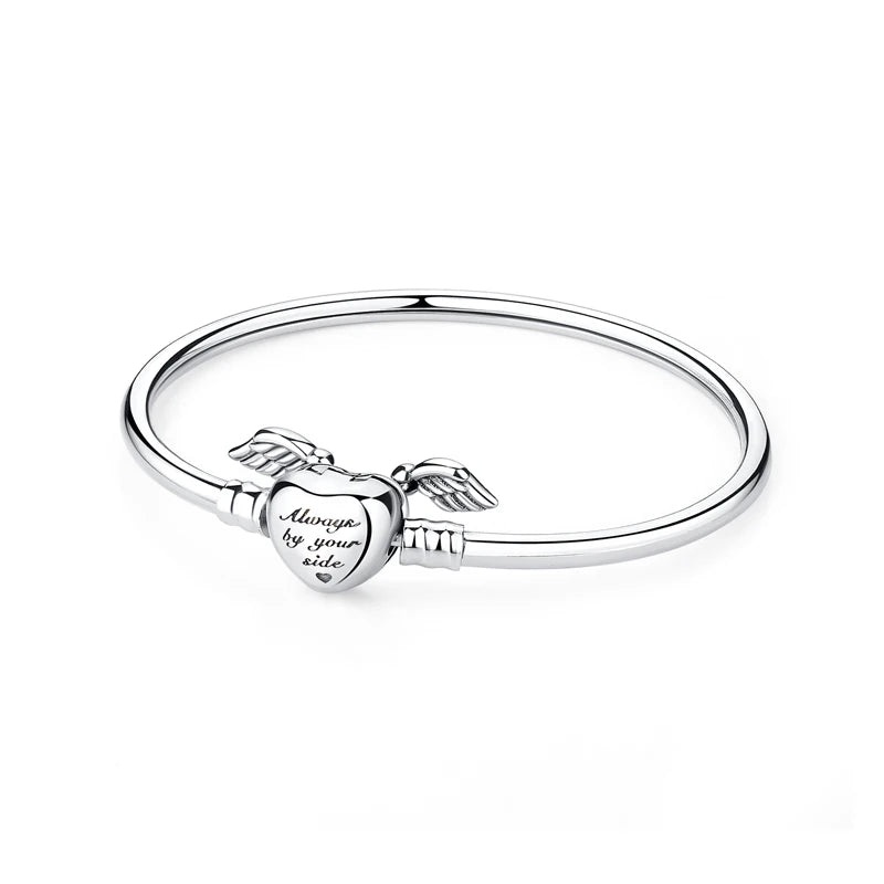 925 Sterling Silver Snake Chain Bracelet with Heart Charm Beads