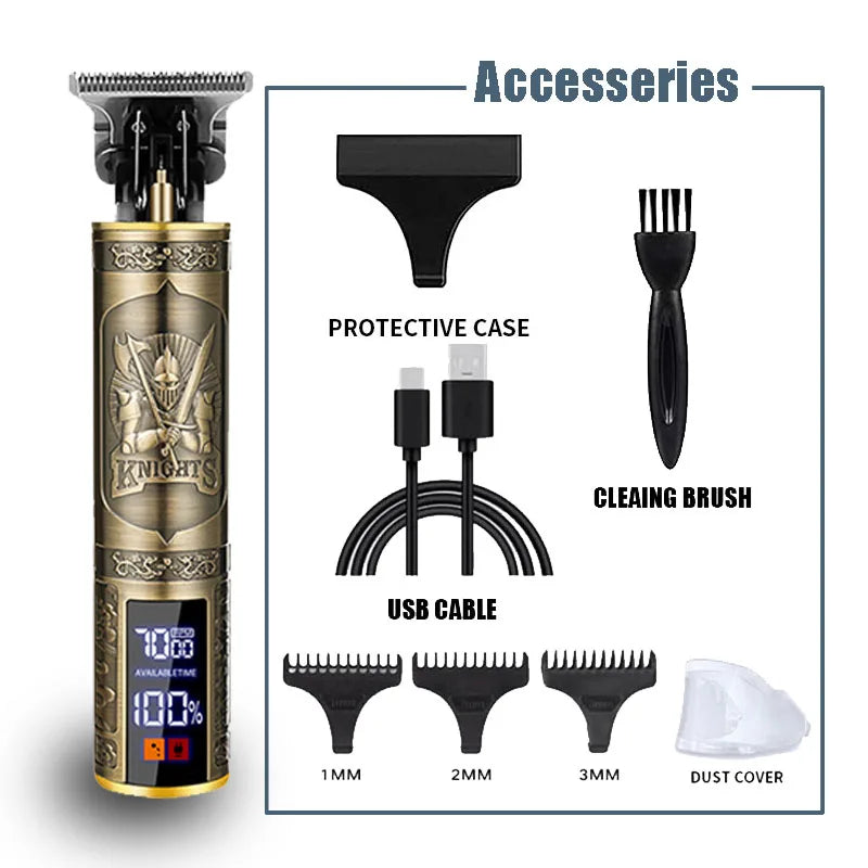 T9 Electric Hair Trimmer - USB Rechargeable Professional Clipper for 0mm Bald Fades