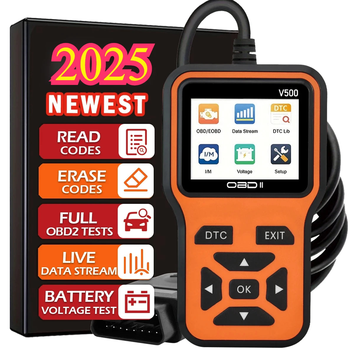 V500 OBD2 Scanner - Car Diagnostic Tool Code Reader