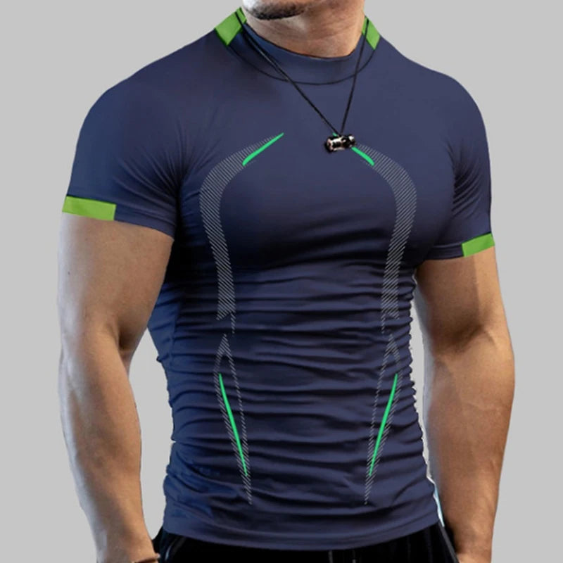Men's Athletic Compression Shirt - Quick Dry Gym Workout Tee (Short Sleeve Rash Guard)