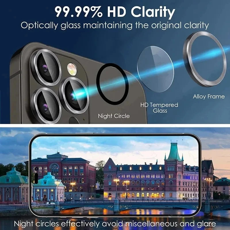 3-Pack Camera Lens Glass Protector for iPhone 16, 15, 14, 13, 12, 11 Pro Max
