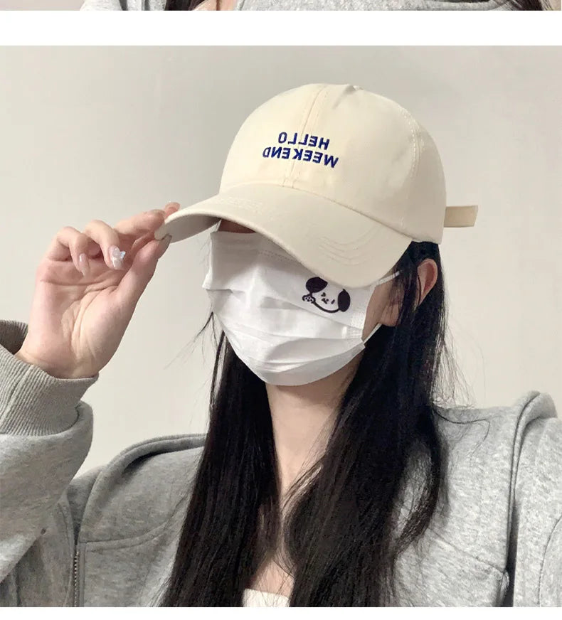 Oversized Baseball Cap for Big Heads - Embroidered Letter Curved Brim Hat for Women