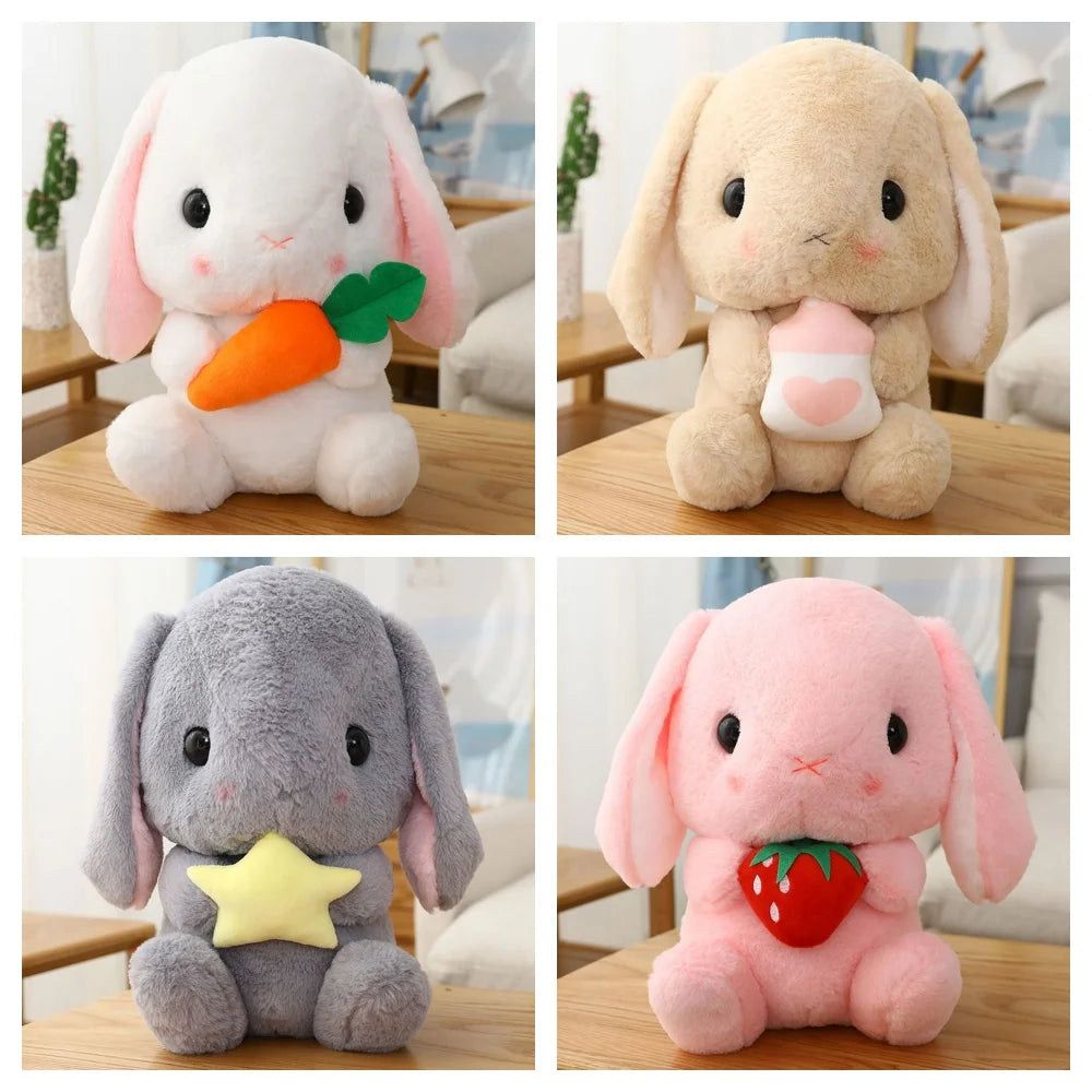 22CM Kawaii Long Ear Bunny Plush Toy Cute Soft Princess Wind Bunny Doll For Friends Birthday Christmas Gift