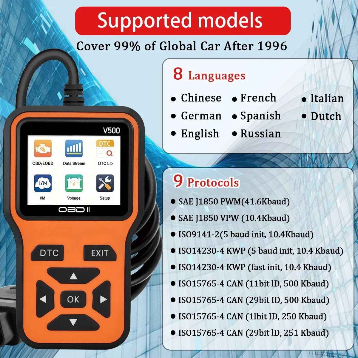 V500 OBD2 Scanner - Car Diagnostic Tool Code Reader