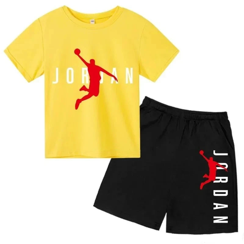 Kids Summer Outfit Set - Boys & Girls Sporty T-Shirt & Shorts (Ages 2-13)