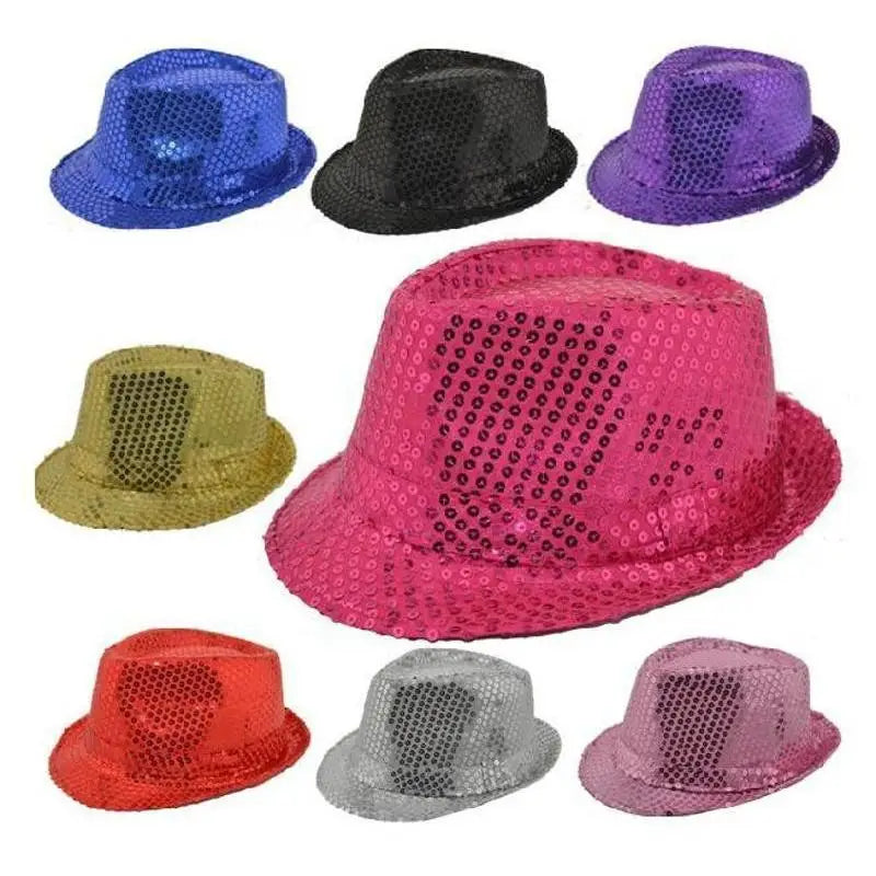 Kids Reflective Top Hat - Glitter Hip-Hop Jazz Dance Performance Hat for Stage & Parties