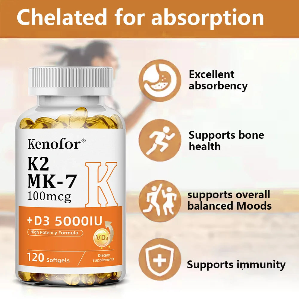 💪 THE BONE & HEART DUO! Vitamin D3 5000IU + K2 - Ultimate Wellness Capsules ❤️