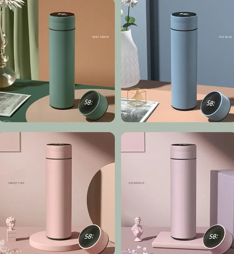 500ml Stainless Steel Thermos with Temperature Display - Insulated Bottle