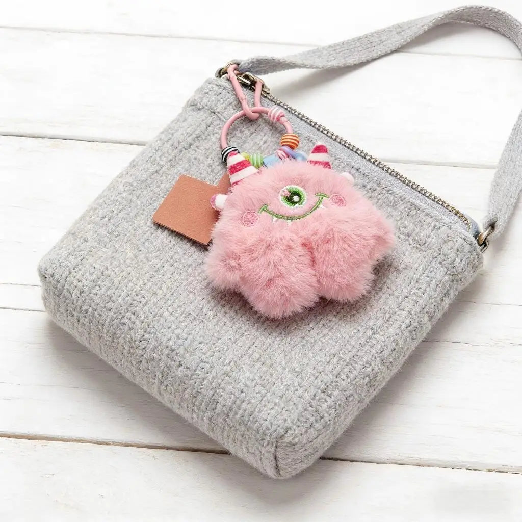 Monster Plush Toy Keychain with Colorful Chain, Creative Doll Bag Charm Pendant, Cute Gift for Kids Women Men for Backpack Purse