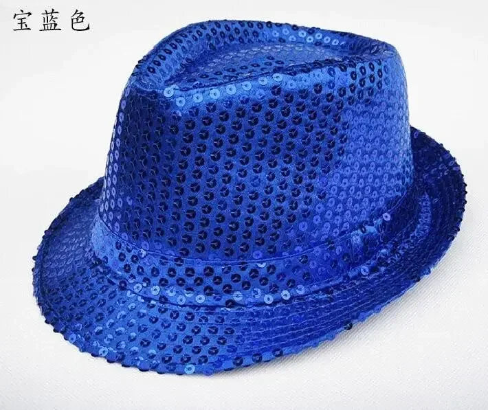 Kids Reflective Top Hat - Glitter Hip-Hop Jazz Dance Performance Hat for Stage & Parties