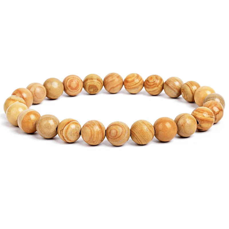 Natural Stone Beads Bracelet – Amethyst, Quartz, Jade & Agate Healing Bangle