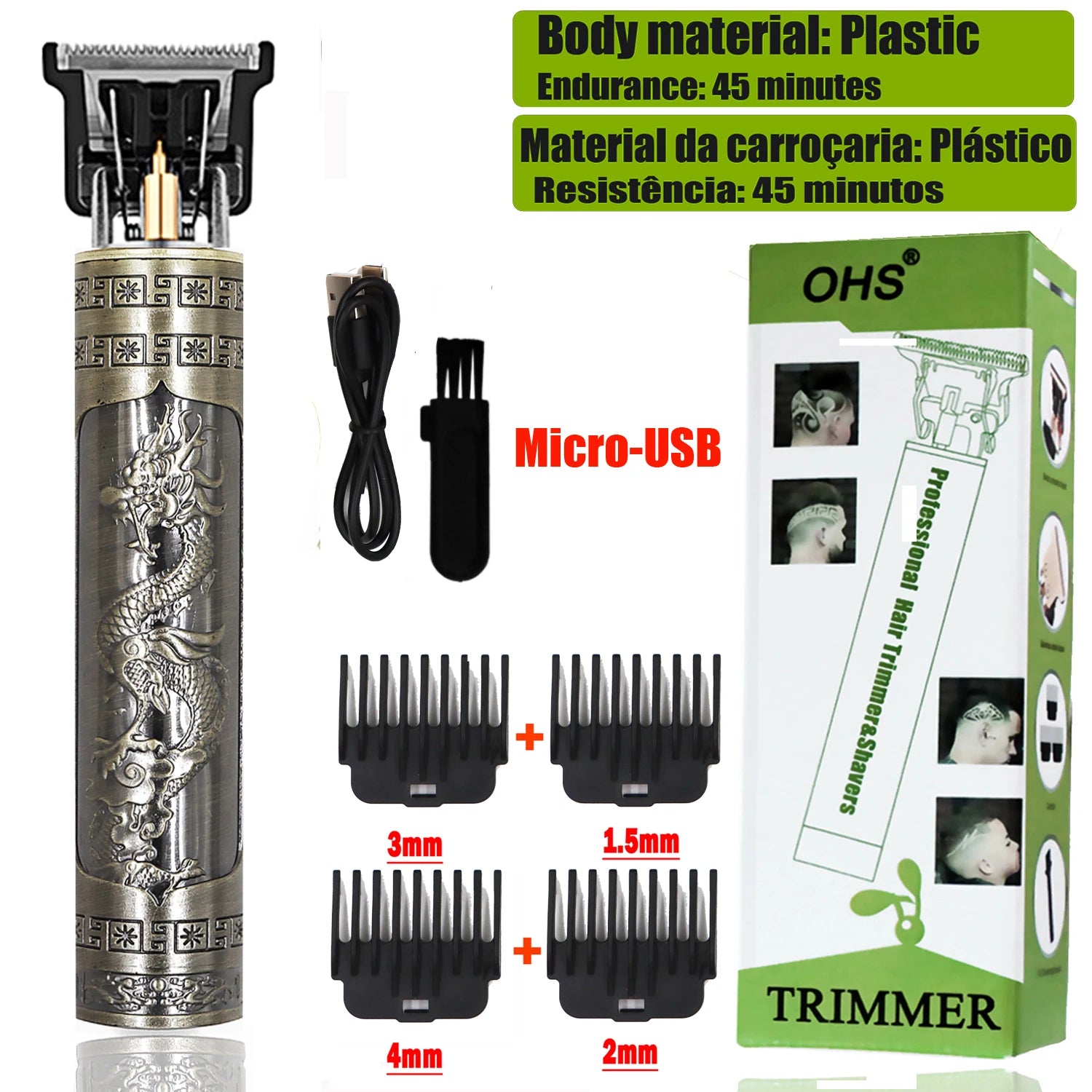 Rechargeable Waterproof Barber Trimmer for Men – Multi-Purpose Grooming Kit