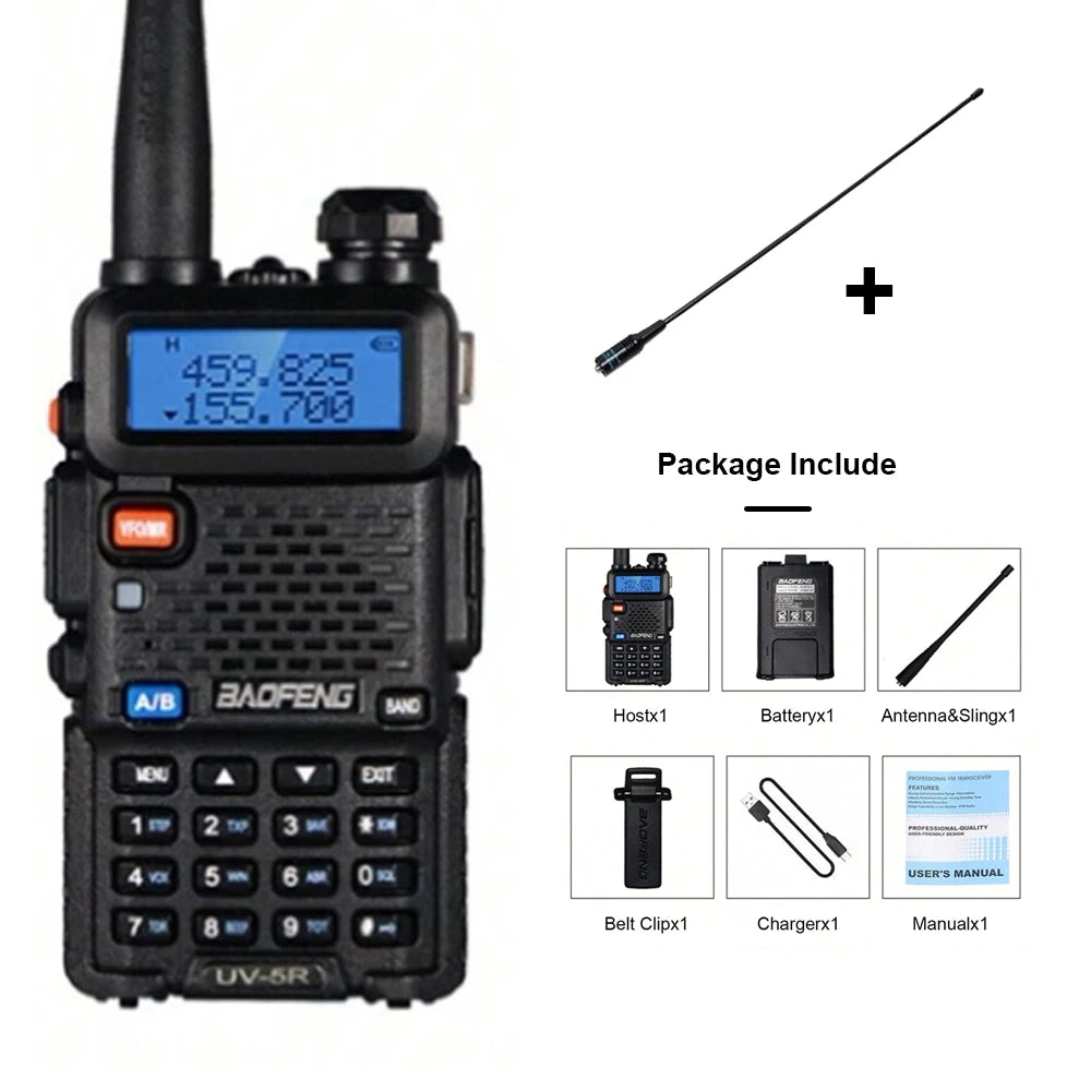 Baofeng UV-5R Two-Way Radio - Dual Band VHF/UHF Ham Radio with USB Charging